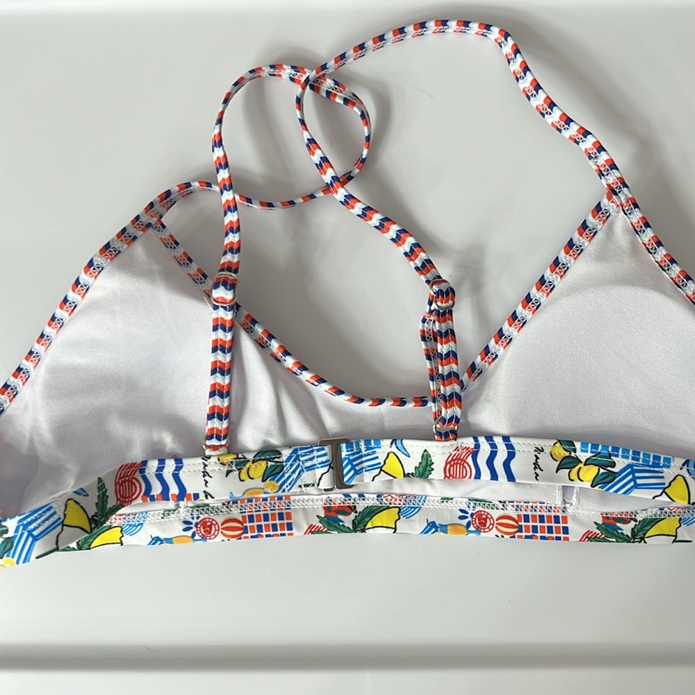 Vacation Print Contrast Binding High Cut Bikini Set - Picture 4 of 12